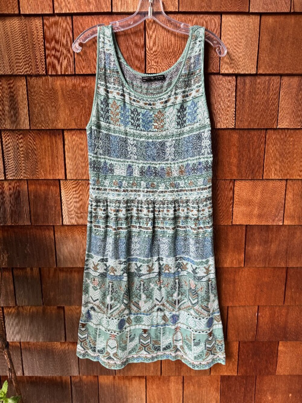 Peruvian Connection Sleeveless Jacquard Knit Pima Cotton Dress in Women's Large